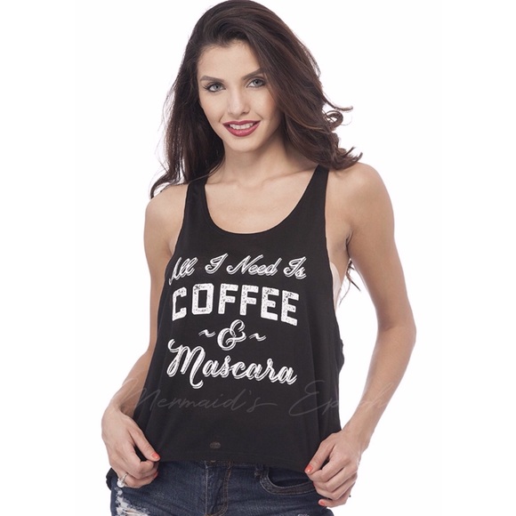 🆕All I Need Is Coffee and Mascara Racerback Tank - Picture 3 of 4